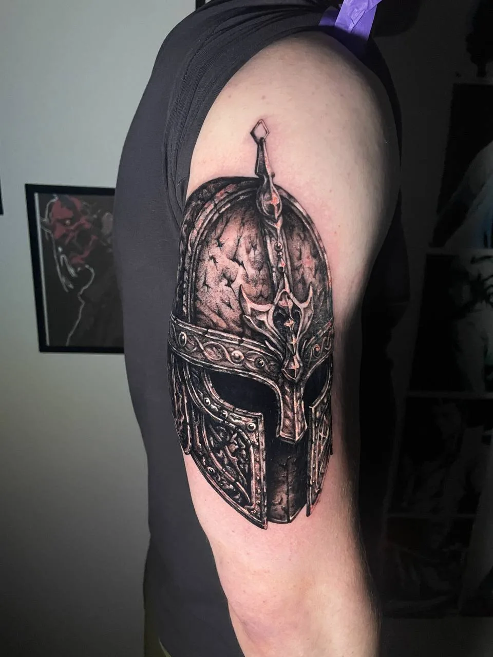 Helmet tattoo front