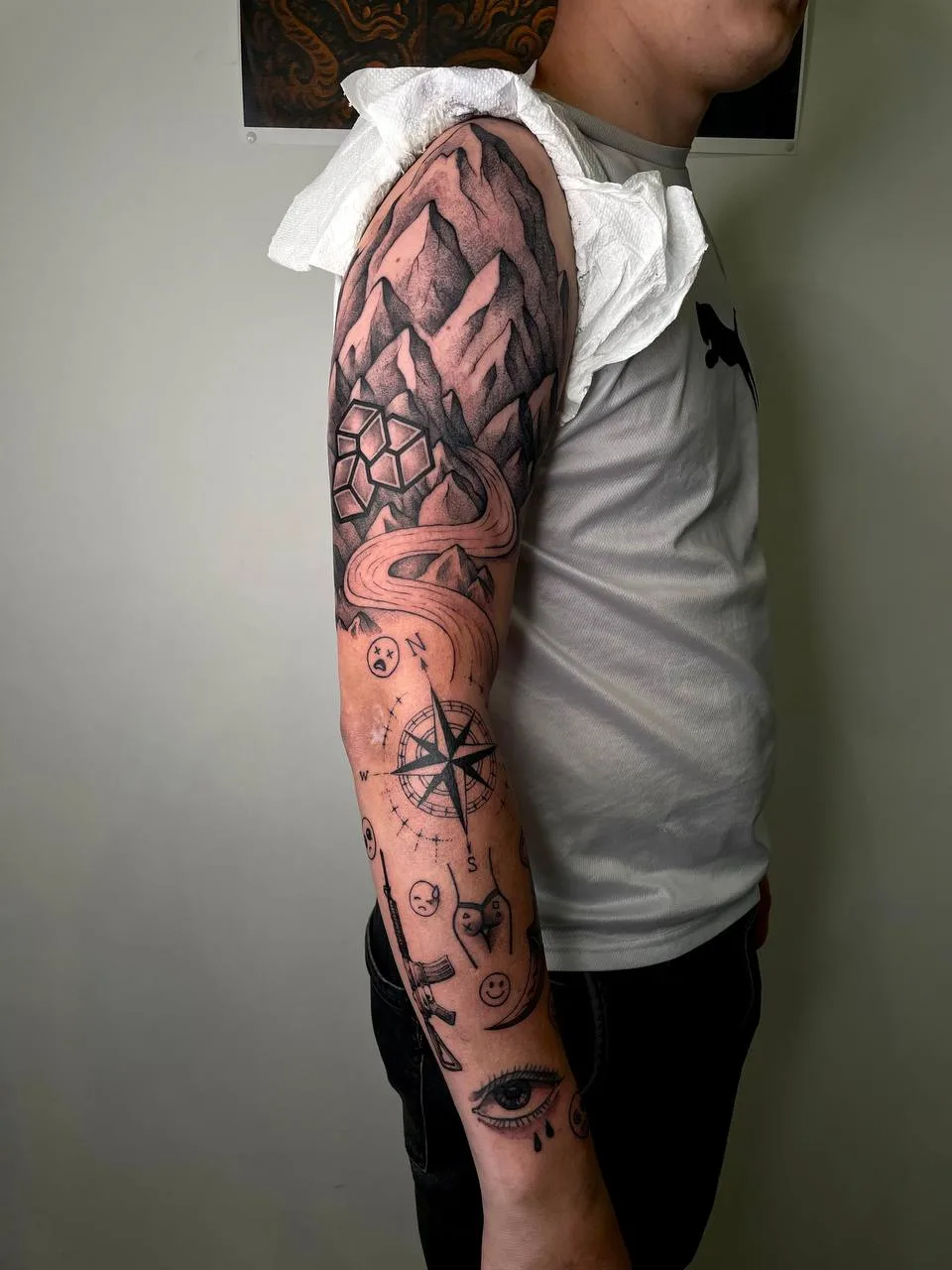 Mountain sleeve tattoo