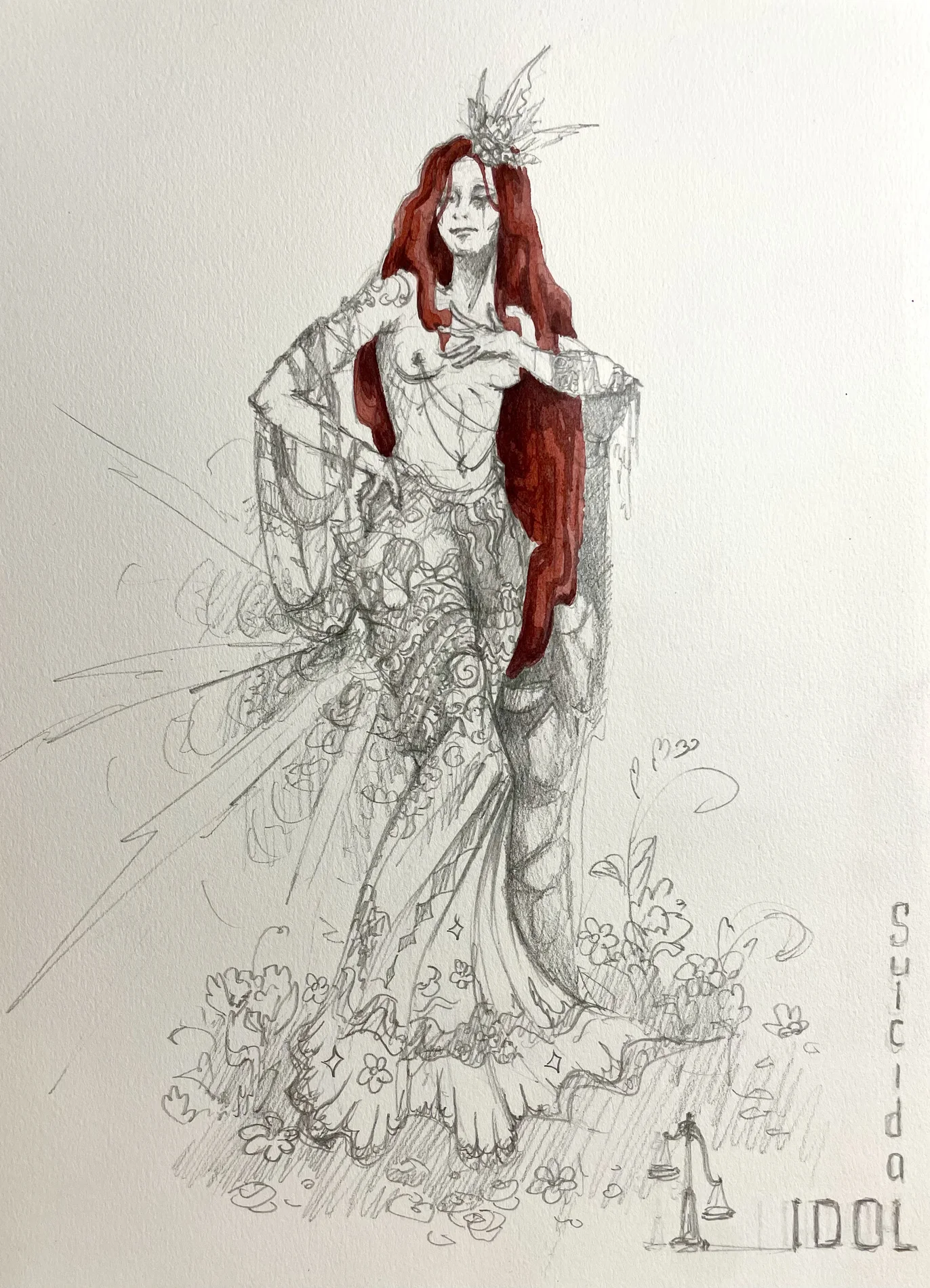 Personal sketch red hair figure